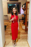 Always love red around the holidays. The cutout and crisscross is such a flattering detail. Love the details and is flattering in all the right places. - Christen H.