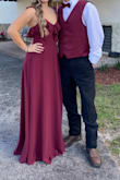 This dress was stunning in such a simple elegant way! The only bad thing is where they were sown to the top of my chest, cause the dress is a little heavy, it seemed to stretch out & I could see the thread. But lasted all night long & I would definitely wear it again! - Diana C.