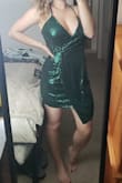 I honestly love this dress! It is the most vibrant mermaid green and compliments my shape. I am top heavy and this fits me well so if you are smaller chested, it may need to be taken in around the bust. The sequins are a tiny bit itchy but not bad overall. It does not have a cheap feel to it and I think this is going to work for several occasions! I cannot wait to wear it out! - April L.