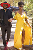 This dress is very beautiful!!!! Flowy dress, great for a wedding. Beautiful color as well. I bought a few sizes and given that this is a looser dress, I got a small to be more fitted. - Jodi-Ann H.