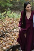 Beautiful, flowy dress with lots of movement! Worked perfectly for our fall engagement shoot and I got lots of compliments. Note that you will definitely need fashion tape for the chest. And it is VERY long I had it hemmed and wore heels but even then it was dragging on the ground. - Maddie O.