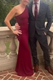 Love this dress! It fit like a glove and I got tons of compliments. It was both classy and sexy, great for a formal wedding. Very comfortable as well. It worked well with flats for me. - Erin C.
