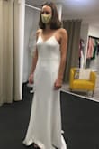 Looking at other comments for similar sizes as mine I originally went with the XS but found that it ended up being too tight around the waist and hips (second photo). I returned it and bought the S which matched my measurements in the first place. Much better and comfier (first photo). Can't wait to wear it on the big day! - Zoe R.