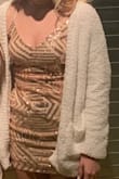 Bunches up but other than that it fits amazing! I wore it to my High School Dance and got lots of compliments. - Skylar E.