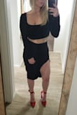 Wore this for a Christmas party and loved it! Top was a little tight for my bust size even at medium but the skirt size was perfect. Would truly need mismatched sizes for perfect fit but great material and look overall. - Kris M.