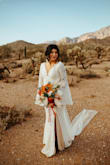 I wanted a boho dress for my elopement but didn't want to spend a ton of money. This dress was of amazing quality, so beautiful & perfect for my day!!! I received so many compliments and everyone was so shocked when I told them the price. :) Thank you for making my wedding day so special and making me feel so beautiful!!! I typically wear a size small or size 0/1, I ordered an x-small and it fits like a glove! Shipping was also very fast! - Juliana R.