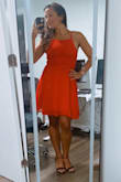 I live in Florida and was looking for a dress to match the climate and vibe of this wonderful state. The dress is pretty, the back is a charm, and the length is perfect to wear with heels. The only thing that was not my favorite was the breast area. I recently lost a lot of weight and it took a toll shape-wise, so I felt that it compressed a little bit and didn't look as pretty. But as I mentioned, The dress is not to blame ;). - Wladina F.