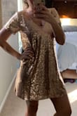 It's a pretty dress but very boxy. It made my body look like I didn't have a figure, maybe just a personal preference. - Morgan W.