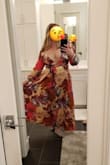 I bought this dress for my girlfriend who is fairly conservative with her clothing. She looks freaking awesome in this dress! The deep cut of the neckline is a little too "plundgy" for her, but it's easy to pin it together. She loves it, and I love that she loves it! A great choice for those who like to cover up a bit, but still have some sex appeal. The busy pattern helps keep the dress unique as well. - Arlene R.