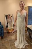I was a little apprehensive about this dress because of the color--it is definitely beige--but the fit is super flattering and the beadwork is gorgeous! It's a phenomenal dress for the price. I ordered 5 Lulu's dresses to try on and this is the dress I'm keeping for my wedding reception! - Susanna W.