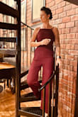 This fit is absolutely perfect! I am tall, so I have a hard time finding things that fit! Well, I got this and didn't even need alterations! Not to mention people talked about my jumpsuit all night, and when I posted pics I got so many questions about where it's from! I was a bridesmaid and it was perfectly elegant for the day! 10/10 would buy every single color!! (Oh, and it has pockets.. so DUH! It's really a no brainer!) - Paris A.