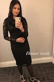 The dress is very beautiful. feels very classy and elegant, had to get a size up, did feel a bit large, expected it to fit well, but the dress went past my knees a bit. other than that, perfect for a formal date, wore it to my anniversary dinner in Vegas, my husband loved it! - Meraj U.