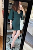 The perfect boujie green holiday dress. The cape sleeves are the perfect length and the dress fits like a holiday glove! - Maggie B.