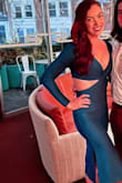 This dress was sooo fun to wear. It really catches the light beautifully and is honestly super comfortable. The material holds everything in but also has a nice stretch and moves well. Does not dig in at all, had minimal wrinkling, and stayed put. Easy to wear with normal undergarments (major points for not needing a strapless or stick-on bra). It was absolutely perfect for New Years. Also LOVE and greatly appreciate a glittery dress that doesn't actually have glitter that rubs off on every chair and surface and isn't stiff itchy sequins. - Cassie R.