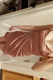 This dress has a pretty rose gold/pink color but is a bit low-cut in the chest area. I see it working well for Vegas nights. The material is thick enough to hide panty lines. I haven't worn it out yet so I'm hesitant to give it the full 5 stars. Otherwise it's cute for a first impression! - Tu V.