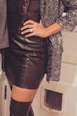 I got this skirt for NYE and it fit perfectly! Everything about it was perfect, I danced the night away without it riding up! Lol I got a lot of compliments too. The material is slightly stretchy and not stiff so you can still move around. Great buy! - Jennifer D.