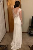 We are eloping in May and I already picked out a more formal wedding dress and a bridal outlet store. (If I wouldn't have bought that already, I'd be wearing this one) But anyways- we are coming back and having a reception/celebration with family and wanted a white dress, but something cheap and comfortable. This dress is perfect! Fits great, perfect length, and the back details are amazing. - Brooke T.