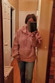 The material is soft and comfortable, the size is perfect (wanted a loose fit), love the color and the hood is a plus! - Lorie J.