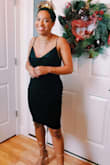 I love this dress so much! it looks stylish and I got so many compliments, wish I could have worn it out but COVID. I used it for NYE and it feels velvety and soft. I used the size guide and it obviously fit but it was a bit tight at least about my hips. I would like to have had slightly more room but I think a medium would've been too large in the chest. definitely recommend it. Great quality and great price. this is my first Lulus dress and I will be back. - CANDACE H.