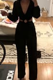 This jumpsuit is so cute! It does not have a lot of stretch though, so if you have similar measurements to me but slightly bigger waist get a small. The length was perfect on me with heels! - Madison K.