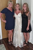 I ordered this for our small, backyard wedding and it was perfect. It showed a bit more cleavage than I expected, but the adjustable straps were very helpful. I am 5'3 and had to get it hemmed to wear it with 2.5" heels. - Kim L.