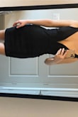 I love this dress!! The wire through the plunge keeps the fabric in place. The hem hits at a great spot - not too short, but still a few inches above the knee. (I have short legs/long torso). Fabric is a little structured but still bodycon. Straps have a slight stretch in the top and back. Don't feel like I need a bra but could add some sticky inserts for added oomph. - Elizabeth B.