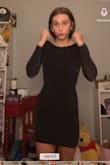 this dress is perfect. perfect length and beautiful back. it fits snugly like shown but super comfortable. the back doesn't go down too far and covers just enough. - Kelsi N.