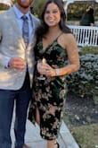 Perfect for a fall wedding. The material was lopsided when it was sewn together so the top half didn't lie completely straight/flat on my chest. But I just altered and pinned it straight and it was so much better. The underskirt was shorter than I would have liked, but it was still fine! Definitely wouldn't have been able to get a large or I would have been swimming in it. - Alix D.