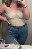 I was nervous about this top but it is so pretty and it fits amazing! It has some stretch so if you are between sizes you can size down, that is what I did! It doesn't slide around too much and it's comfortable to wear! I felt so pretty! Highly recommend! - Meagan L.
