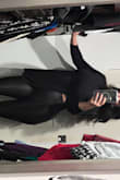 Loved this mock neck top with no cleavage showing but the slit in the side comes up high enough to be just sexy enough for certain occasions. The fit was perfect I ordered a small. - Cathy C.