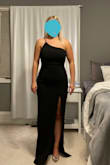 A little too long for me, even in heels. Would need an inch or so hemmed. The chest area is a little different than pictured, it curved a little for me and didn't sit like it did in photo. - Alexis