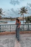 I love this two piece set! Was so light and comfortable. Fit perfectly (I wear a size small). Super long pants so best worn with heels. Was perfect for my tropical vacation. - Stephanie N.