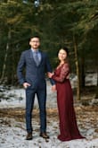 This dress was absolutely perfect for my engagement photos! I am short so it wasn't surprising that it was long! However, the extra length in the snow looked amazing. The material is high quality and so vibrant. I would highly recommend it! - Paige P.