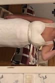 This dress was sold out of XL, so I ordered a 1X. As expected after looking at the size chart, the dress fits loosely in the waist/bust. I plan on getting the dress taken in. I love the lace, it feels very nice quality. I ordered a belt that added a sparkly touch. - Maddy T.