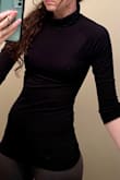 I like this but I don't love it. The fabric has stretch so it is easy to get over your head. It's rather tight and the fabric is somewhat thin. It is very long. I prefer long tops that I can tuck in but this is a little too much even for me. In the photo, I have it "bunched up" in a natural way and it still is quite long.
(I'm a 30B but Lulus only lets me enter 32A). - Sara M.