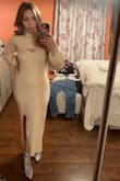 I'm obsessed with this trendy fall/winter fit! The tight dress and oversized sweater are the perfect combo! - Sabrina B.
