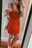 Love this red dress! Ordered this for NYE, which ended up being canceled due to COVID, and ended up wearing it anyway in quarantine with my slippers - because why not! Very flattering material and fits true to size - was a little short however I am relatively tall. Overall would recommend! - Colleen M.