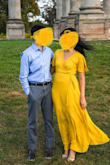 Bought this for my fall engagement pictures, and it fit like a dream. I was worried about the length, but it was perfect with platform heels. It matched the golden yellow fall leaves beautifully and looked great! I did pin the neckline though, and wish it had a hook or button at the top.  It also wrinkles easily, but nothing a quick steam can't fix. Definitely get it, you won't regret it. - Raadhika V.