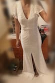 Fits perfectly, also very good quality. For my height too long, but that was already clear when I was ordering this dress. In the photo, I'm wearing heels. - Ming M.