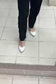 I have been looking for pointy shoes to wear at work and this is great! Be mindful that it is a bit "floppy" (see picture), so it makes a bit of flip-flop noise as you walk. Doesn't bother me. They fit great and are very comfortable! The straps are super tight, so they might come down slowly as you walk. Again, doesn't bother me either because they still stay in place. - Mariana T.