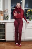 Gorgeous rich wine red color in a really comfortable stretchy material. I wore it with a coordinating all-burgundy outfit for new years and it was a knockout! - Alexandra W.