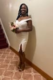 Gorgeous dress, suited the occasion for a simple wedding ceremony. Quality well made, thick material. The dress is lined. Be sure to get it dry clean and pressed properly, the back does pucker a little if not ironed. Very happy with my purchase. - Aaliya T.
