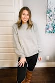 This sweater has been my go-to all winter. It fits perfectly, is cozy and the seams create such an asymmetrical back. If you're thinking of ordering this sweater, do it! - Erin T.