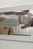Got this for my rehearsal dinner. Love the flowy skirt but really long (even for me). The top is super tight and I am only a 34c - but I just wear no bra and it's fine. - Marina M.