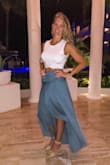 I loved this skirt! I got the medium since it wasn't a stretchy waistband. It was a little loose but was very comfortable! - Becky B.