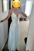 I bought this dress for my 20th wedding anniversary vow renewal on the beach! I typically wear a small or size 4 in Lulus dresses and I bought a Size 4 and it fits like a gem. No bra needed and it has a thick lining. I am tall and I still have about 3 inches on the ground...which is prefect if I decide to wear some heels. Best part....it has pockets!!!! It also comes with a nice garment bag to hang the dress in. LOVE LOVE LOVE - Page D.
