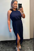 The reviews helped me pick out the perfect size for me. The dress could have been more snug in some areas, but for comfort and dancing, I preferred the extra space. - Sylvia M.
