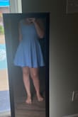 I never know whether to get medium or large as I can fit either and have a large bust, but the medium was perfect in this case. The zipper is of great quality and the material is thick enough but still pretty light. The skirt is super full and really cute. - Kenzie N.