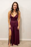 This is my first jumpsuit so I was a little nervous ordering it, but I absolutely LOVE it! It's so comfortable with a great amount of stretch, and the color is absolutely gorgeous. I'm 5'5" and ordered a small, which was a little bit long even with heels, but I managed (I'll get it hemmed in the future). I did need to pull up the front a few times which wasn't a problem but may be for larger chests. Can't recommend this enough! - Caitlin D.