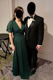This dress made me feel like a princess! The skirt is super voluminous and full, length was fine for me! Since you wrap the dress with the strings around yourself I feel like it can fit every body type. Contemplated taping it to my bra but did not in the end. - Clara M.
